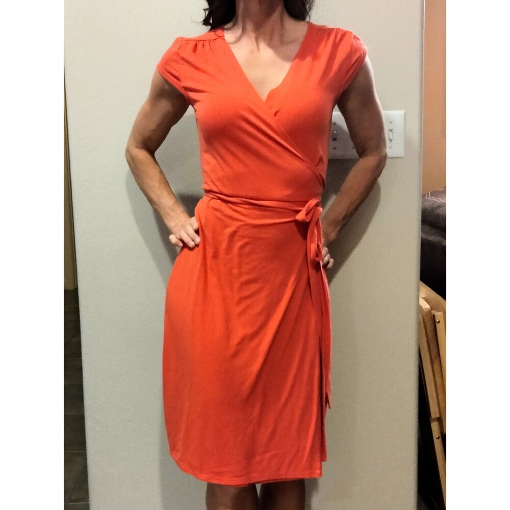 Old Navy Women's Wrap Dress - Size Small Petite - Coral In Color